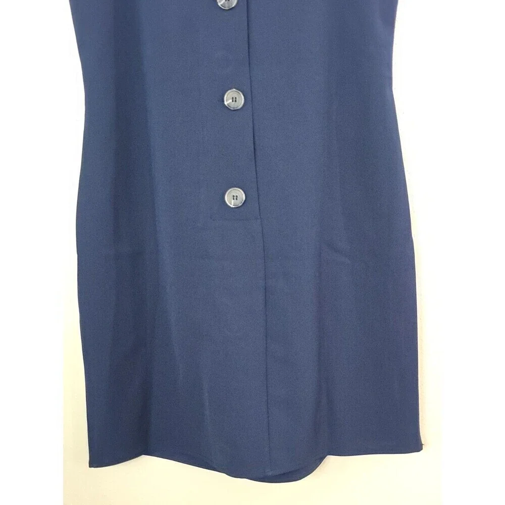 STS Sail to Sable Navy Cowl Neck Sheath Dress Medium Sleeveless Back Button New